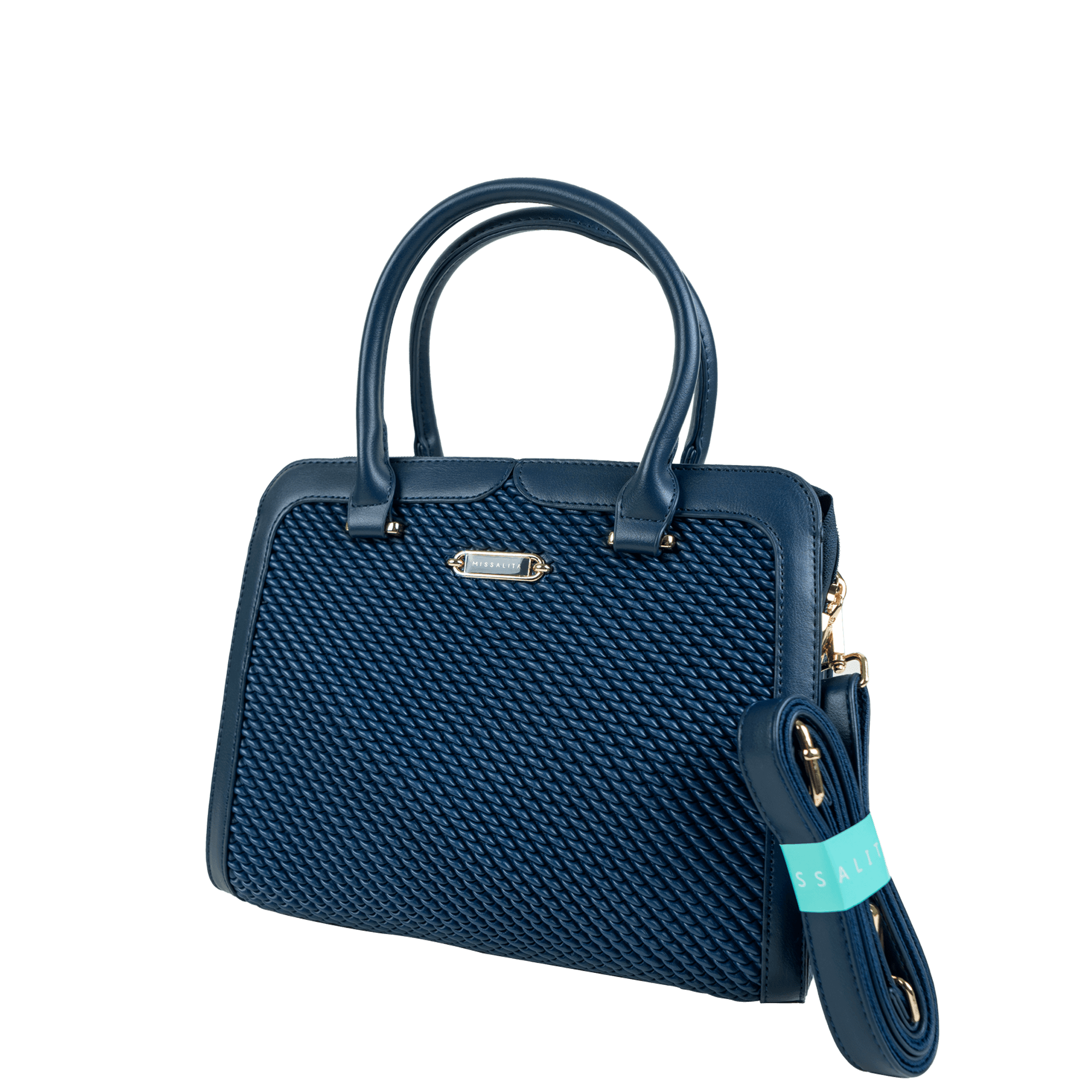 Contemporary Blue Textured Shoulder Bag