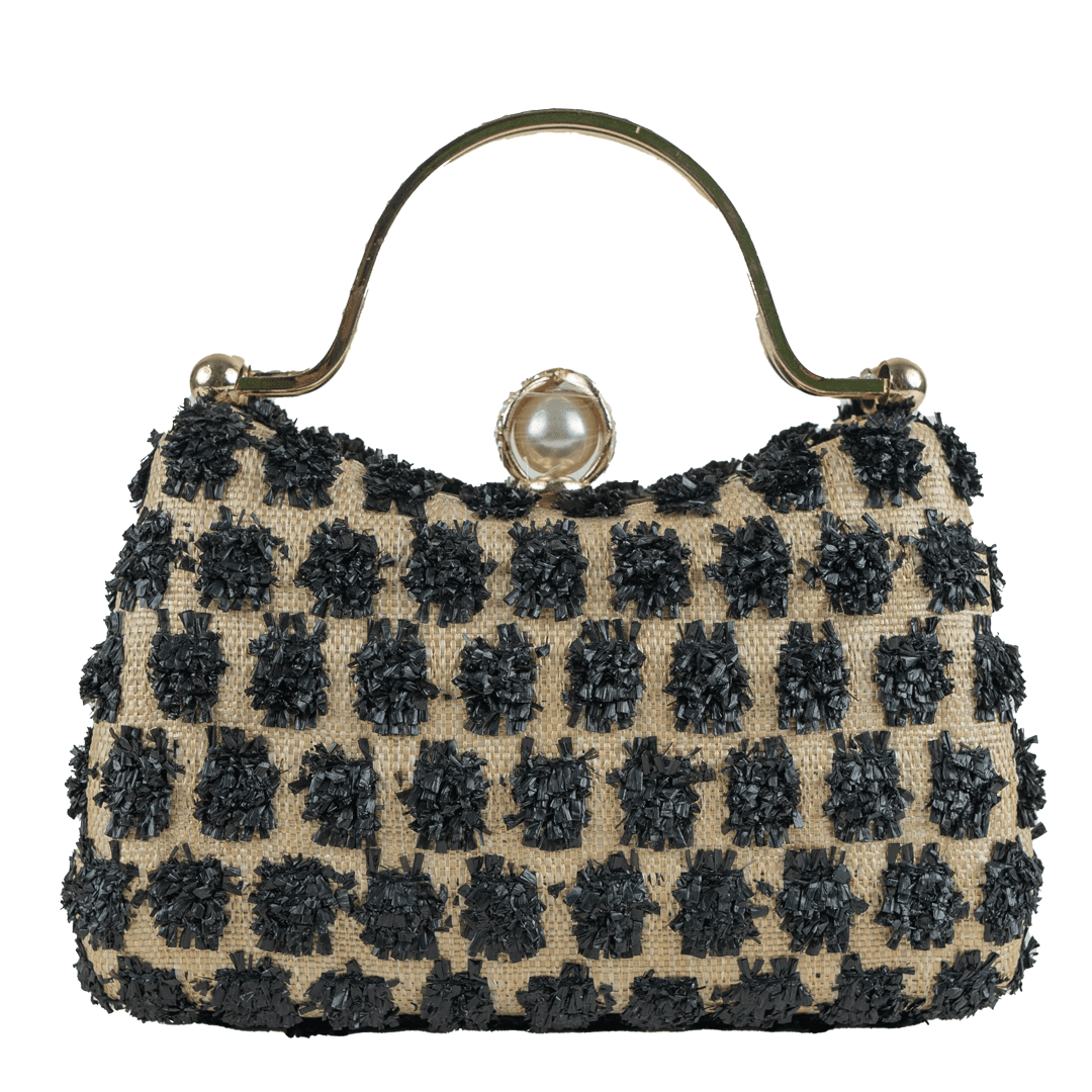 Elegant Beaded Clutch with Pearl Accent