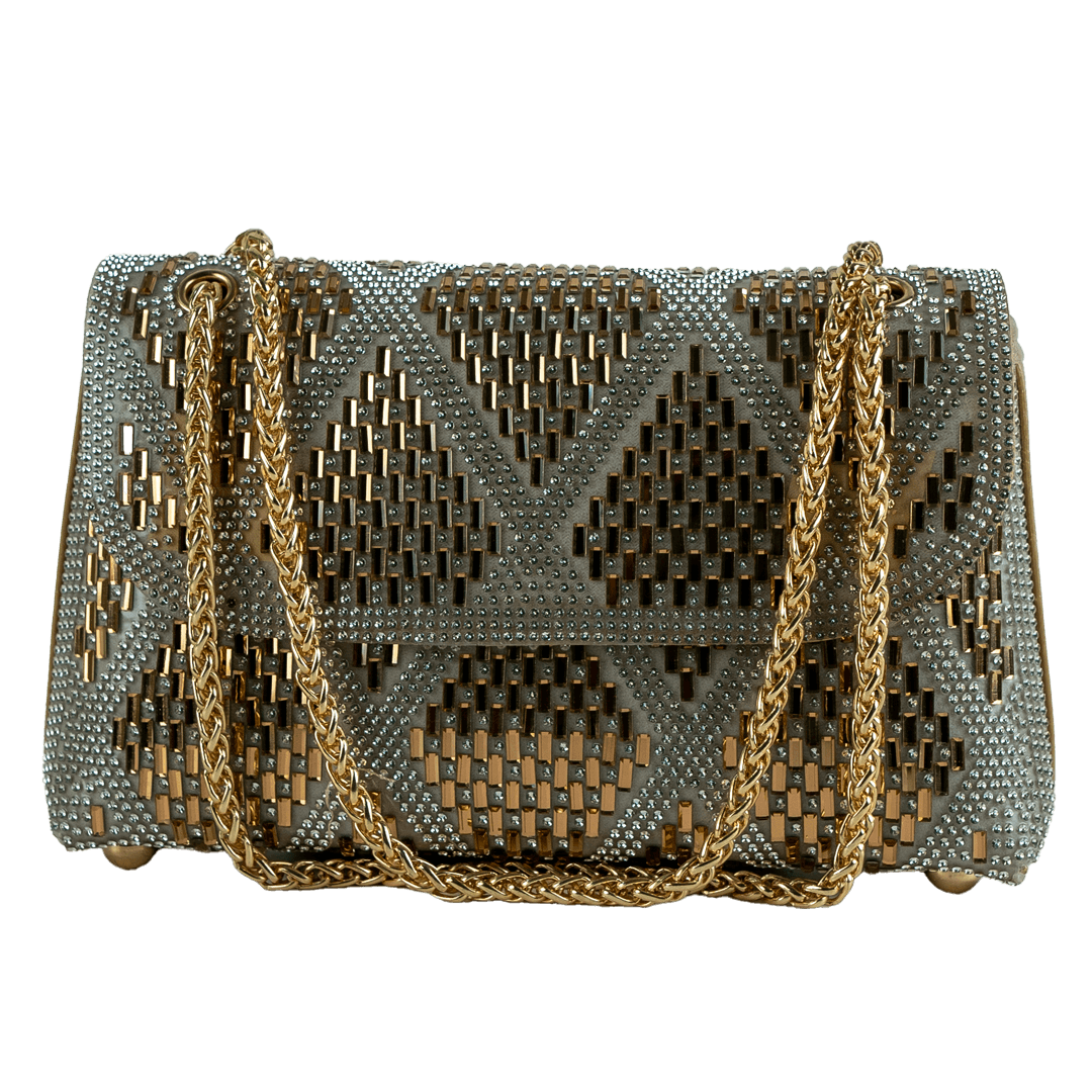 Stylish Woven Party Clutch with Chain