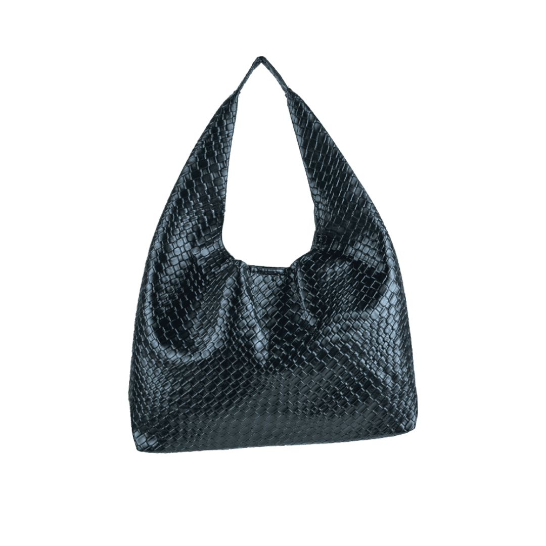 Modern Black Woven Design Shoulder Bag