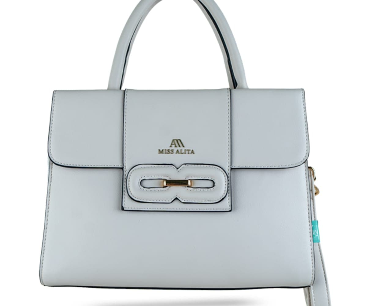 Sophisticated Light Grey Structured Shoulder Bag